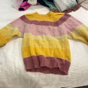 Purple and yellow striped sweater
